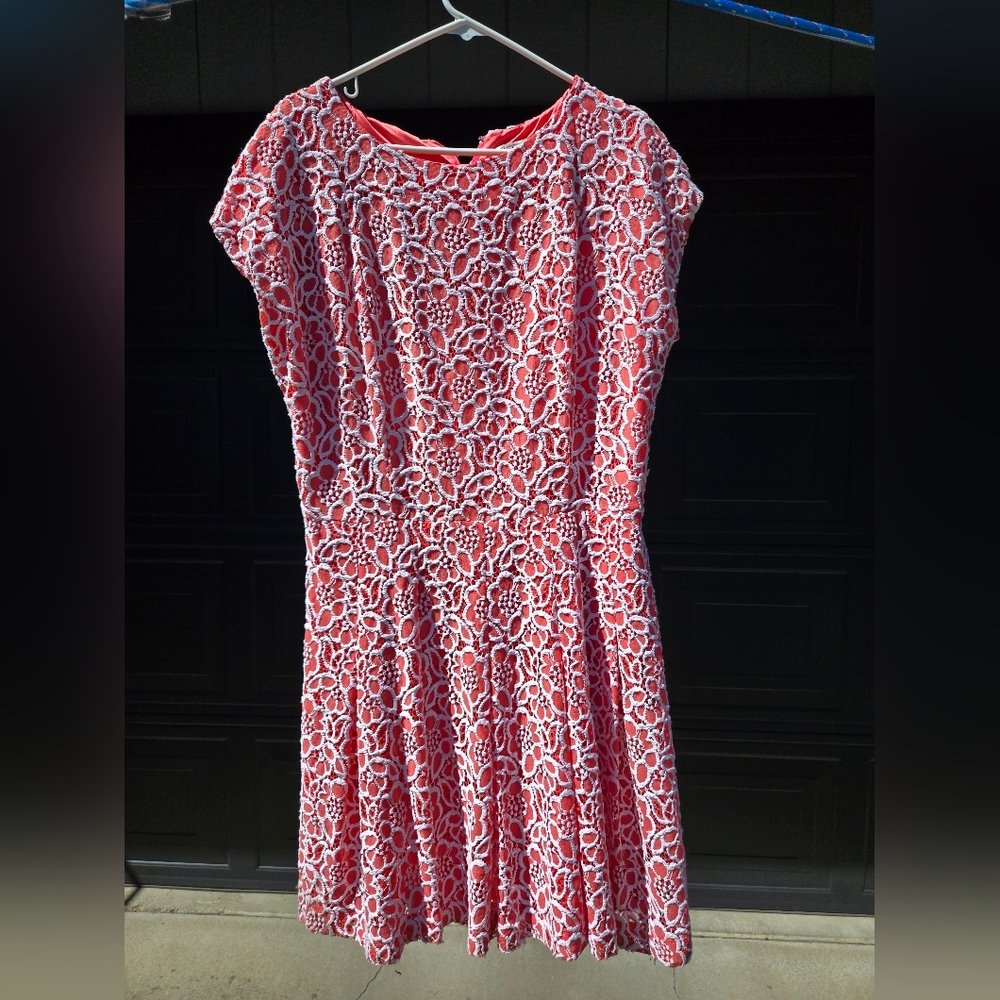 Pink and White Floral Lace Dress